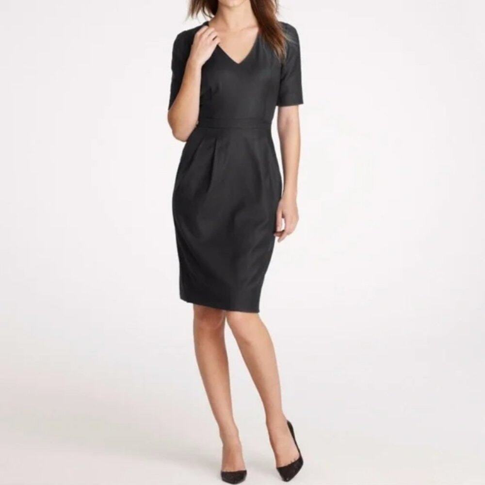 J Crew Memo Dress Wool Super 120s Career Office Academia Neutral Black Size 2P